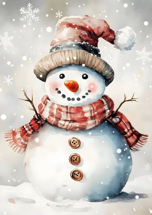 Adorable Snowman Canvas Print - Winter Holiday Decor with Festive Charm