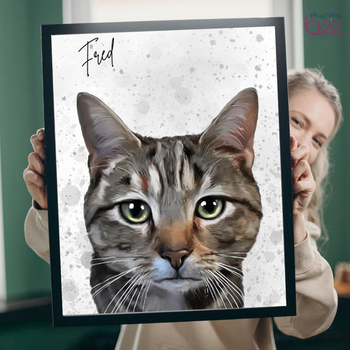 Custom Watercolour Cat Portrait - Presents for Cats and Cat Lovers