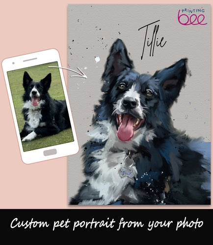 Custom Splatter Paint Dog Portrait | Personalised Pet Art Print