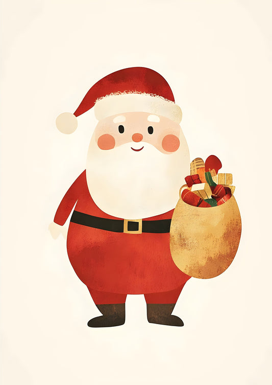 Cute Santa Claus with Gift Sack Print