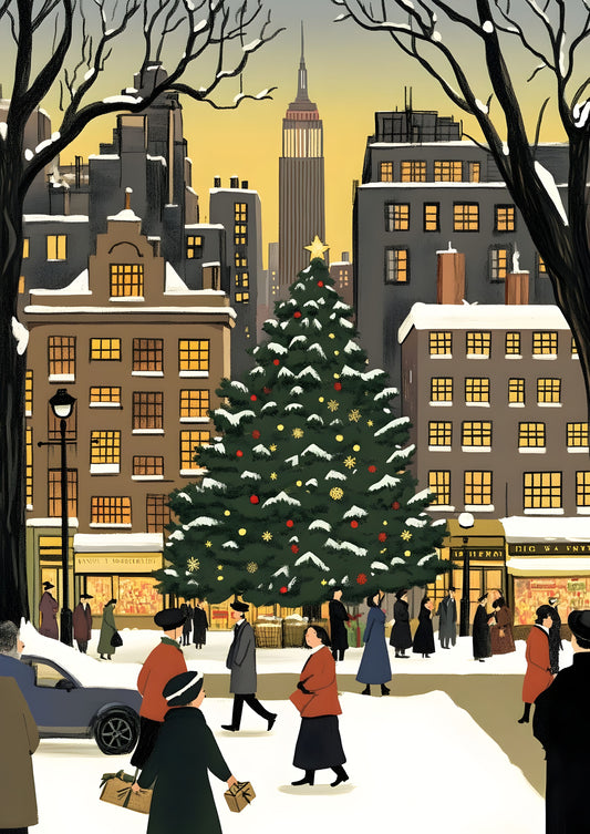 Festive Christmas Town Square Canvas Print