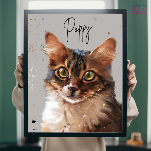 Custom Splatter Paint Cat Portrait - Presents for Cats and Cat Lovers