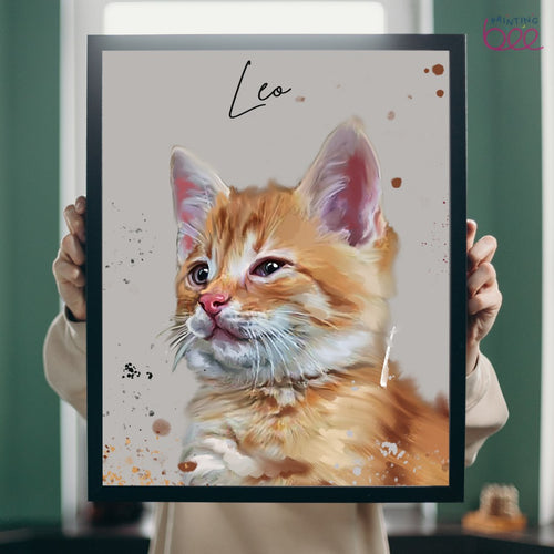 Custom Splatter Paint Cat Portrait - Presents for Cats and Cat Lovers