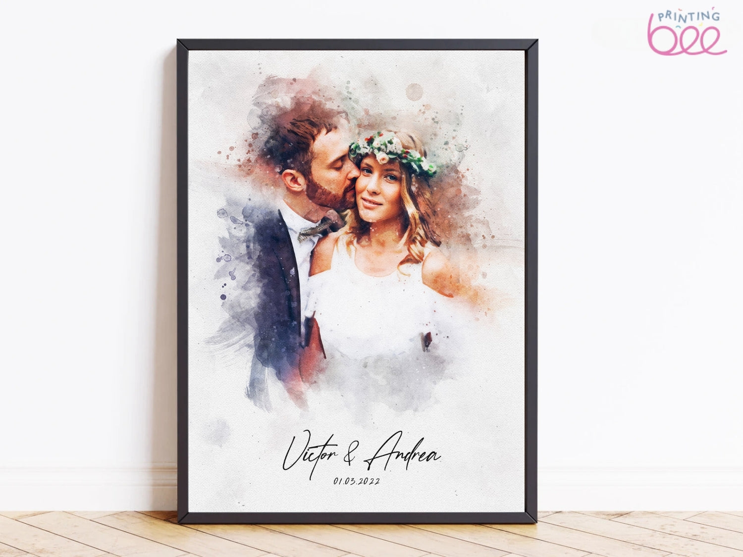 Custom Wedding Portrait - Watercolour Couple Illustration | Personalised Anniversary Gift, Handmade Painting from Photo