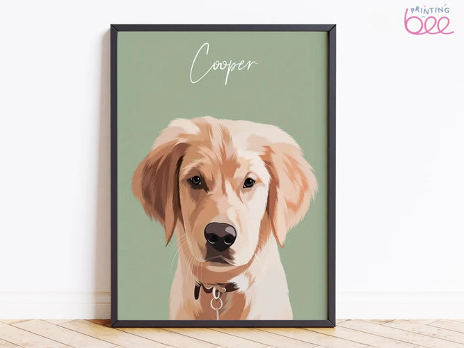 Custom Hand-Illustrated Pet Portrait | Personalised Dog Wall Art | Pet Portrait From Photo