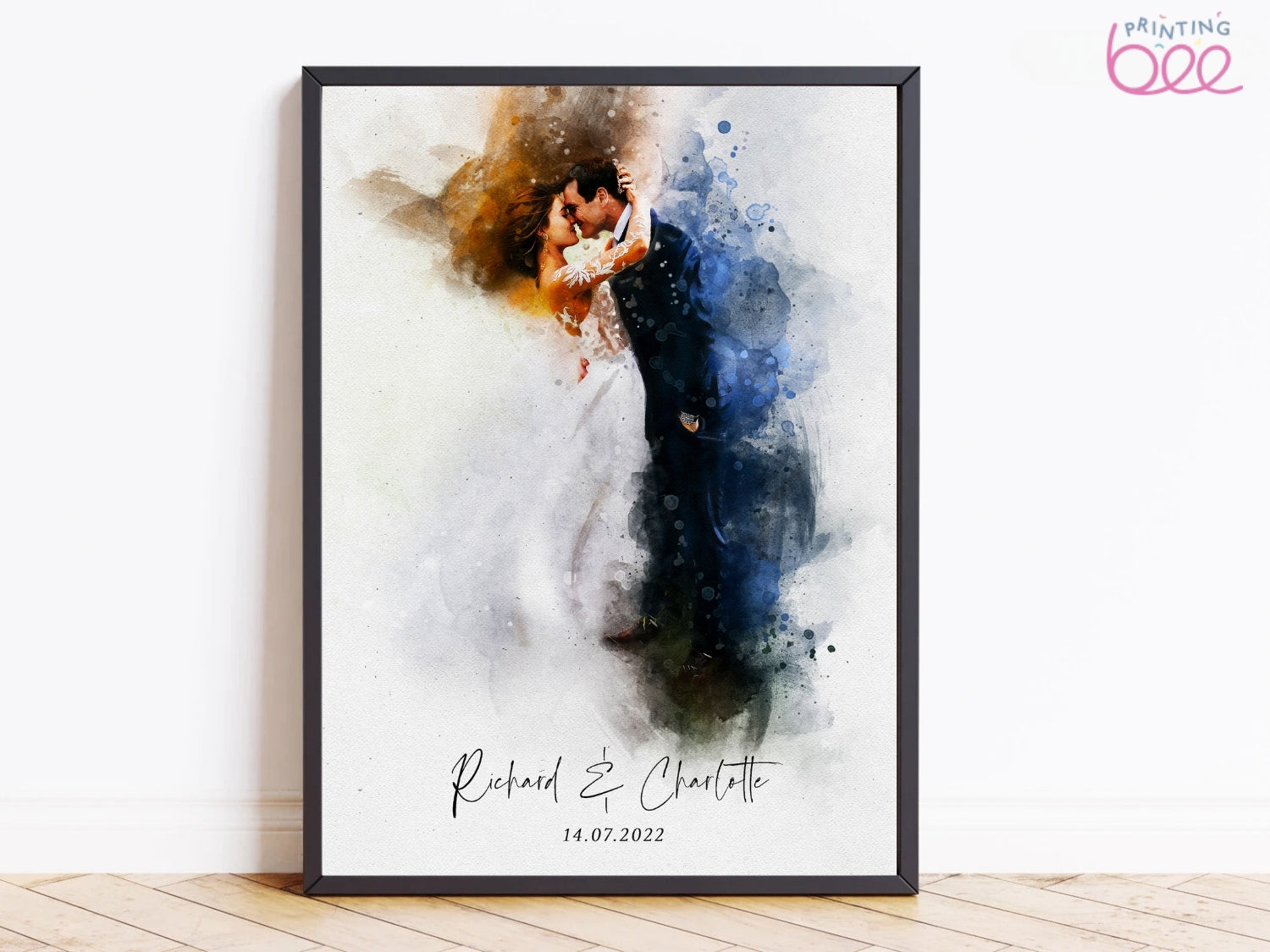 Custom Wedding Portrait - Watercolour Couple Illustration | Personalised Anniversary Gift, Handmade Painting from Photo