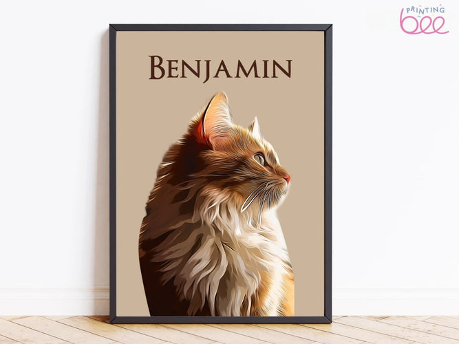 Hand-Drawn Pet Portrait | Personalised Dog & Cat Wall Art | Custom Portrait from Photo