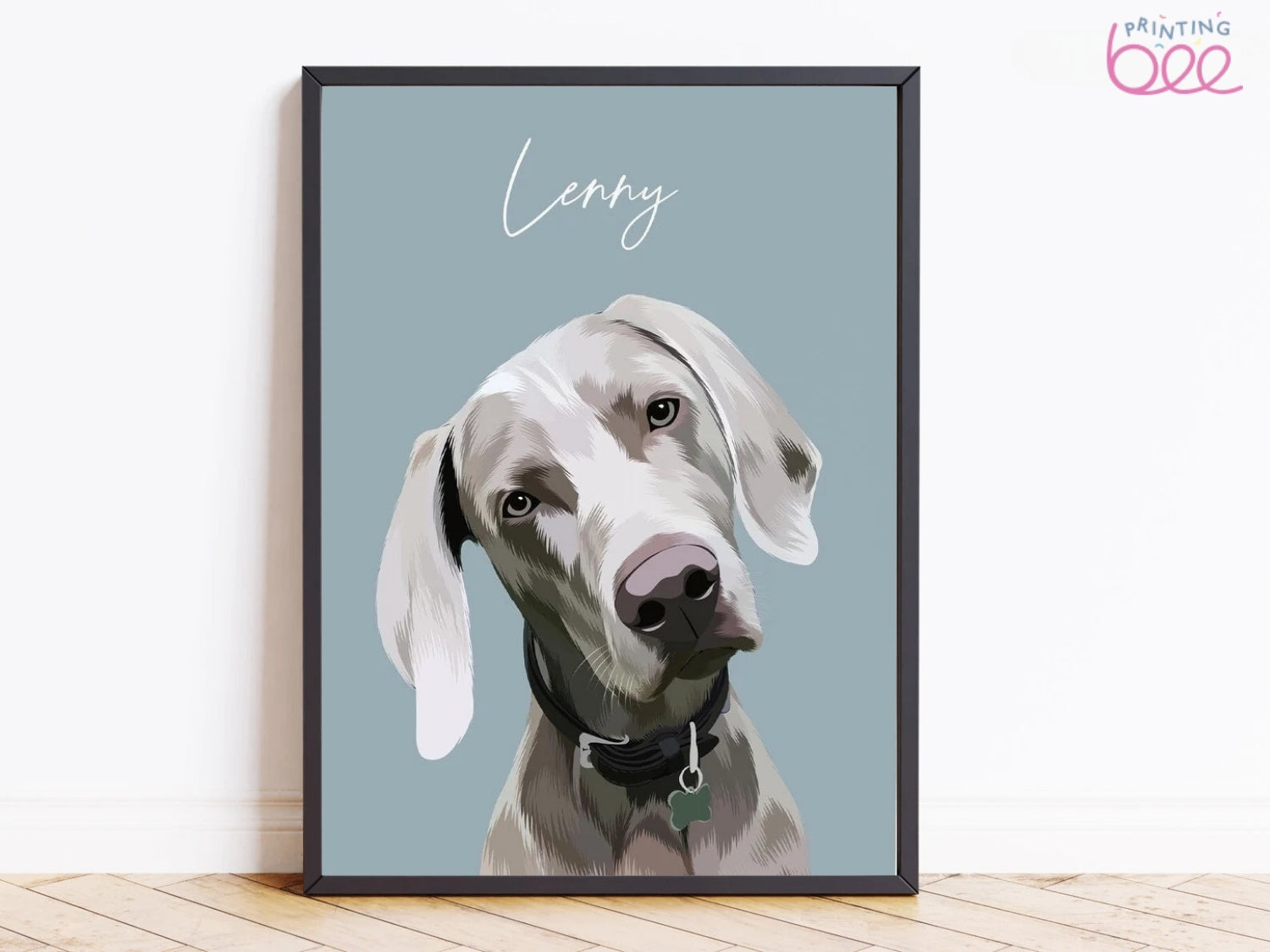 Custom Hand-Illustrated Pet Portrait | Personalised Dog Wall Art | Pet Portrait From Photo