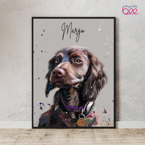 Custom Splatter Paint Dog Portrait | Personalised Pet Art Print