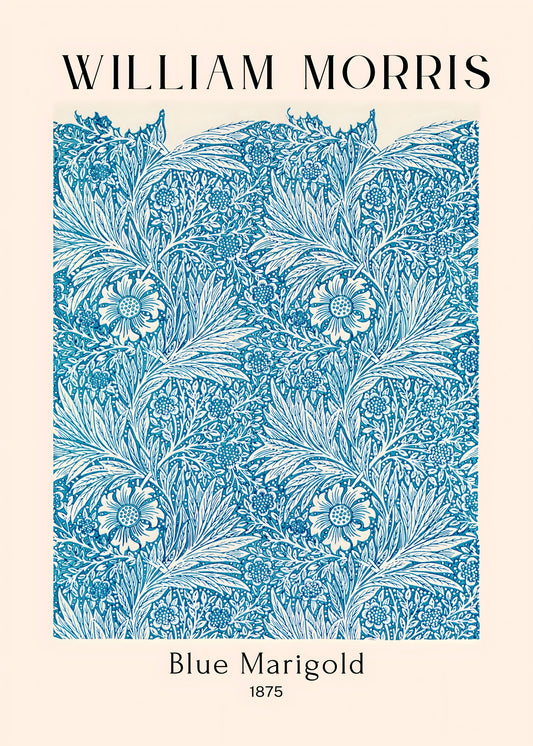 William Morris "Blue Marigold" Pattern Canvas Print (1875) - Classic Art for Elegant Interiors