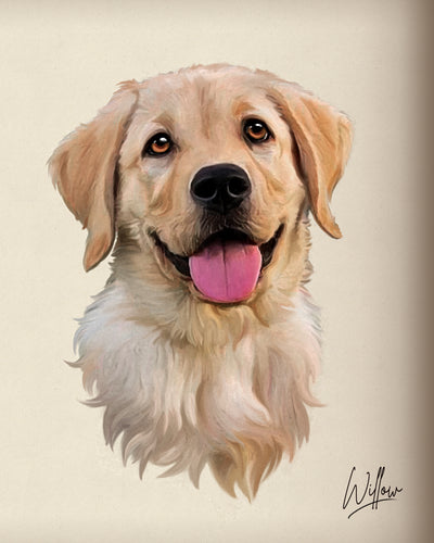 Custom Pet Portrait on Canvas or Art Paper | 'Hand' Painted Pet Portrait From Photo