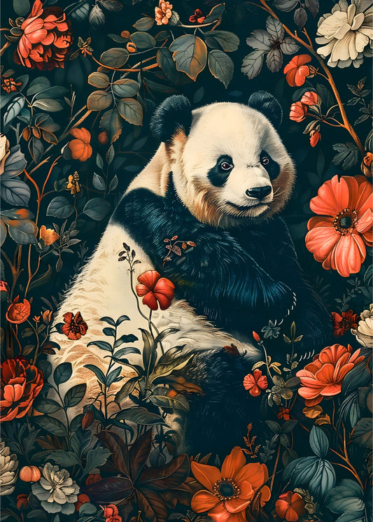 William Morris Panda Motif – Whimsical Art Print on Canvas and Paper