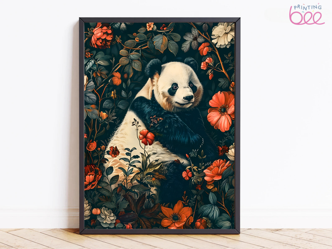 William Morris Panda Motif – Whimsical Art Print on Canvas and Paper