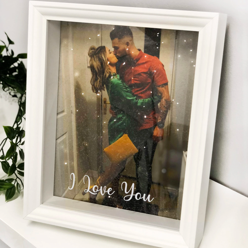 Personalised Diamond Dust Photo Frame White