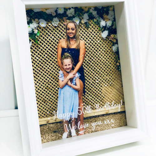 Personalised Diamond Dust Photo Frame White