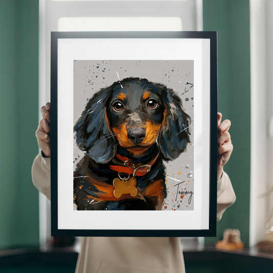 Custom Splatter Paint Dog Portrait | Personalised Pet Art Print