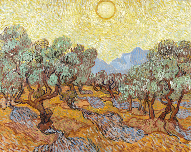 Vincent van Gogh’s “Olive Trees with Yellow Sky and Sun” – Stunning Canvas Wall Art