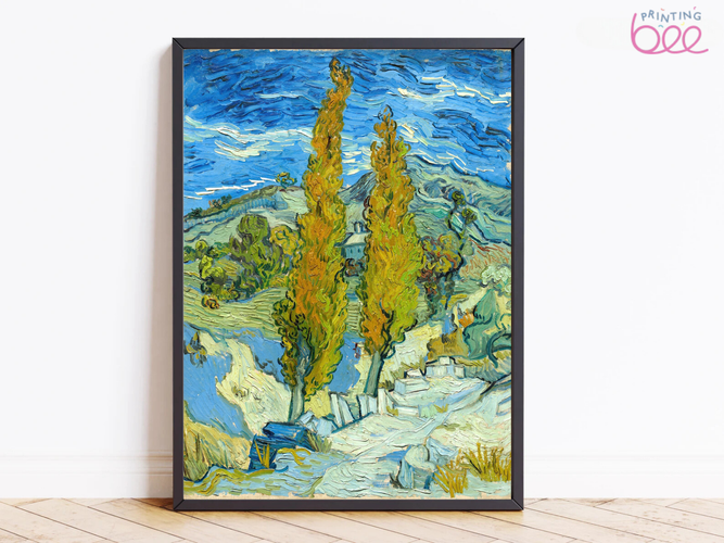 Vincent van Gogh’s “Two Poplars on a Road Through the Hills” – Canvas Art Print