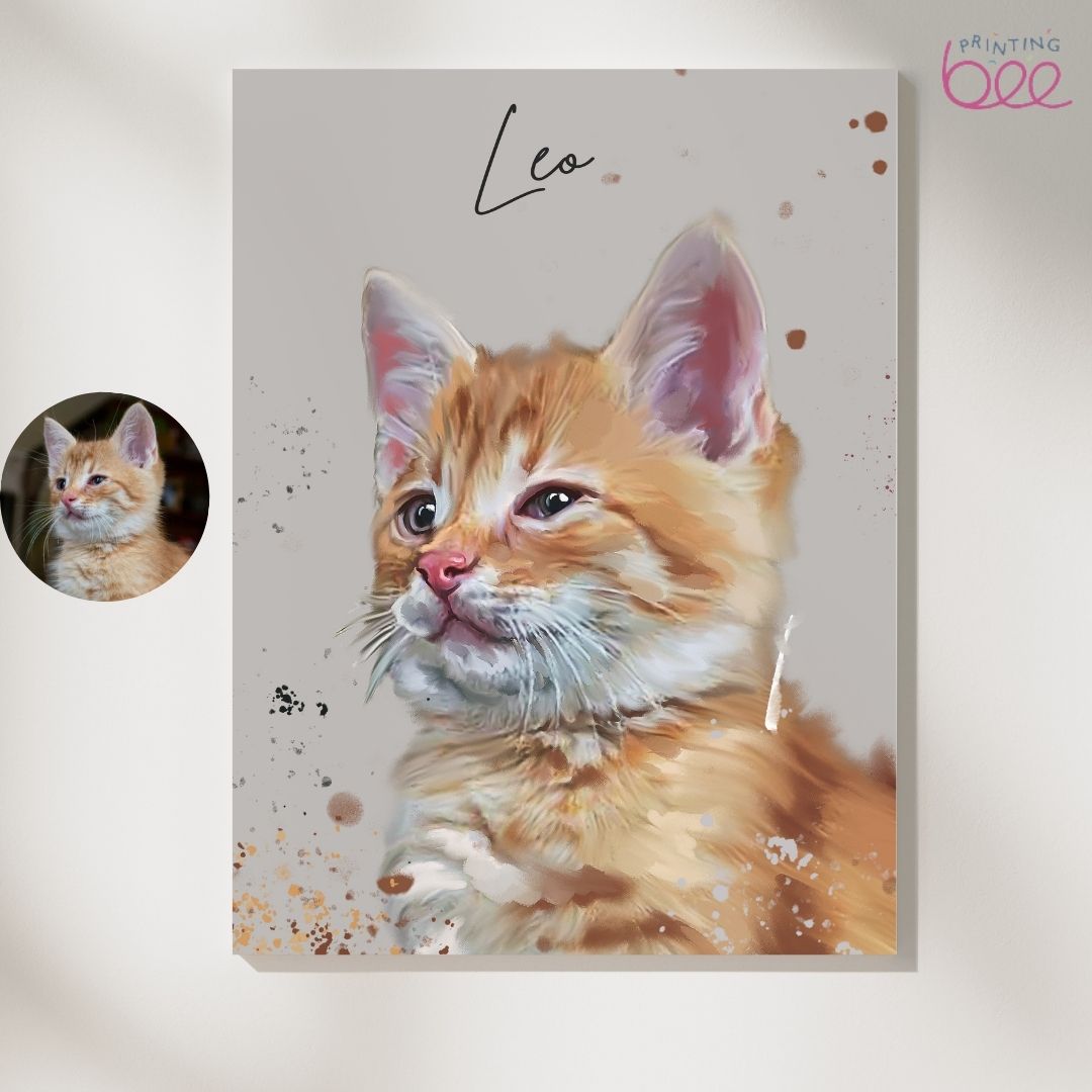 Custom Splatter Paint Cat Portrait - Presents for Cats and Cat Lovers