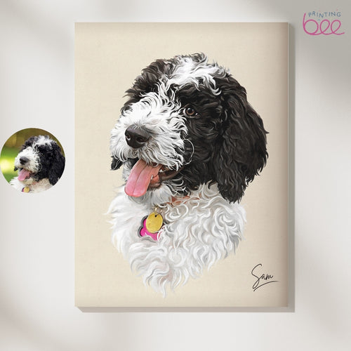 Custom Pet Portrait on Canvas or Art Paper | 'Hand' Painted Pet Portrait From Photo