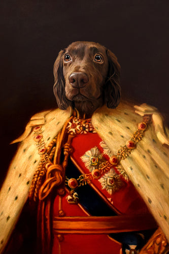 Custom Royal Pet Portrait on Canvas or Art Paper | Oil Pet Portrait From Photo | Regal Dog Portrait