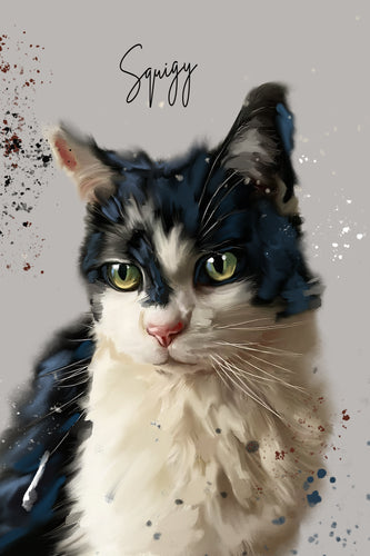 Custom Splatter Paint Cat Portrait - Presents for Cats and Cat Lovers