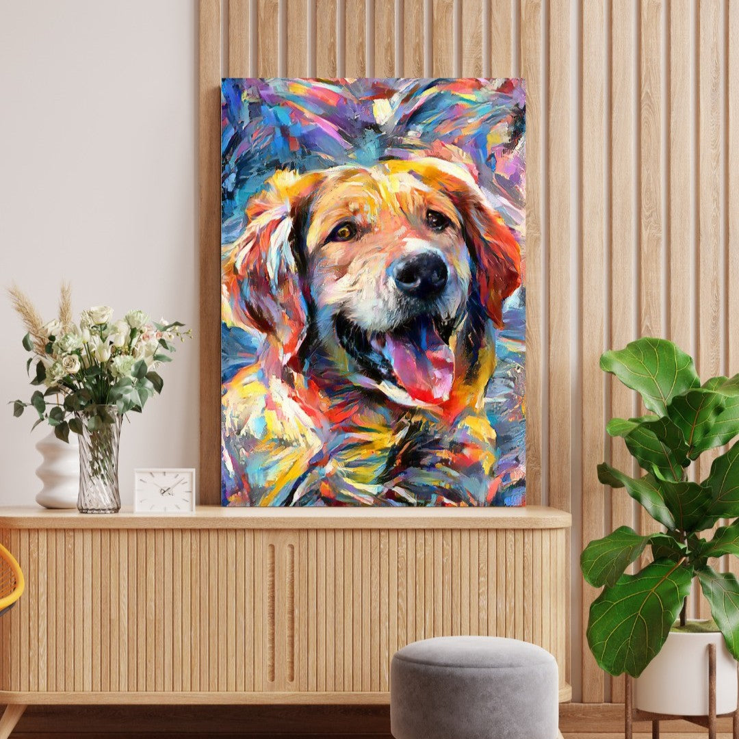 Colourful Pet Portrait Canvas | Commission Pet Modern Wall Art