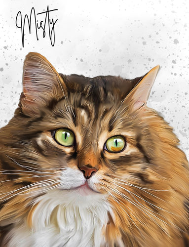 Custom Watercolour Cat Portrait - Presents for Cats and Cat Lovers