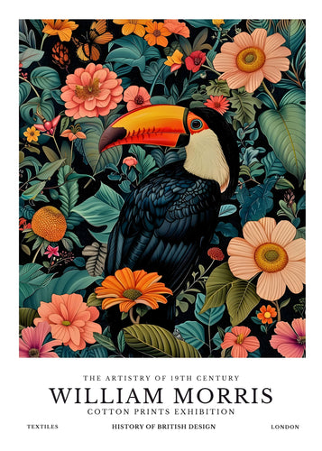 William Morris Vibrant Toucan Garden Art Print on Canvas and Paper