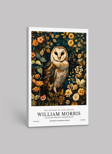 William Morris Owl Motif (Cotton Prints Exhibition) – Art Print on Canvas and Paper