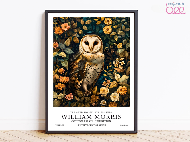 William Morris Owl Motif (Cotton Prints Exhibition) – Art Print on Canvas and Paper