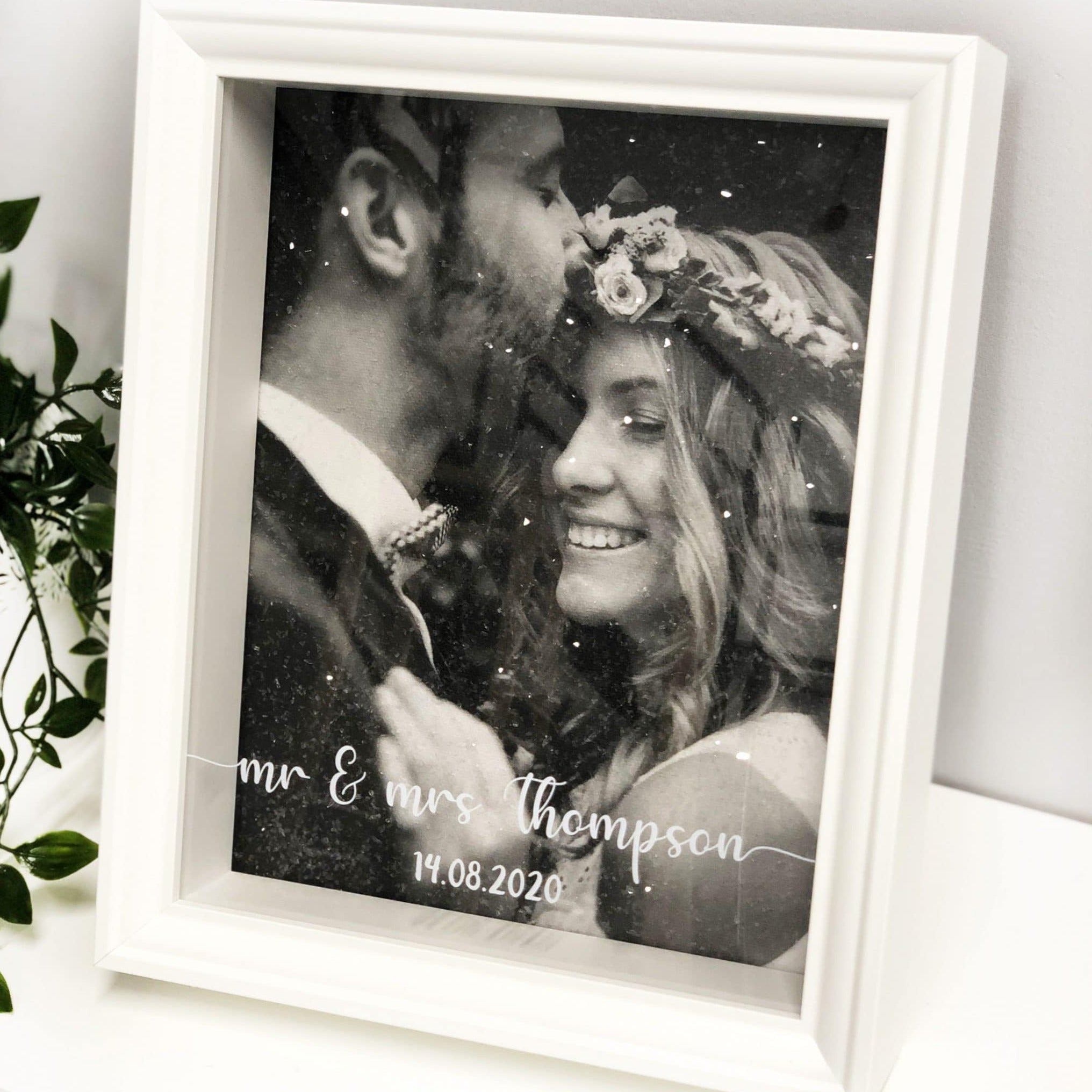 Wedding Diamond Dust Photo Frame White