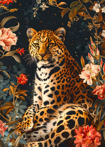 William Morris Floral & Fauna Series – Leopard in Bloom Canvas Art Print