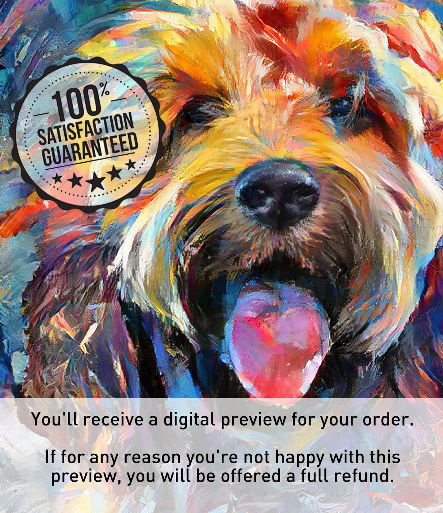 Colourful Pet Portrait Canvas | Commission Pet Modern Wall Art