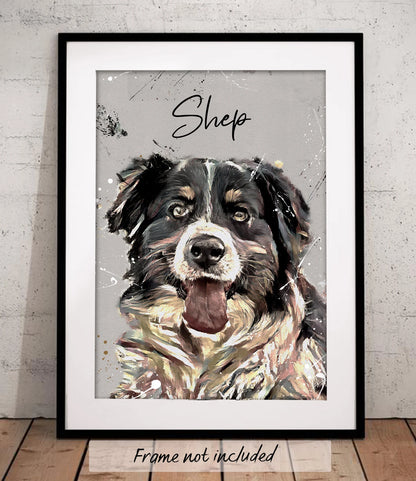 Custom Splatter Paint Dog Portrait | Personalised Pet Art Print