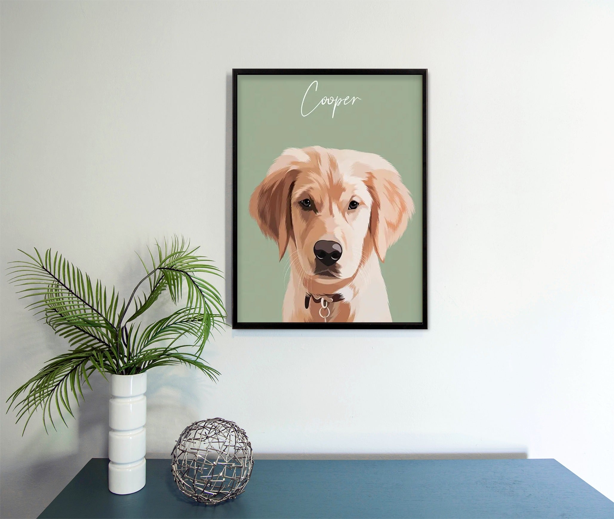 Custom Hand-Illustrated Pet Portrait | Personalised Dog Wall Art | Pet Portrait From Photo