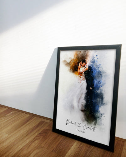 Custom Wedding Portrait - Watercolour Couple Illustration | Personalised Anniversary Gift, Handmade Painting from Photo