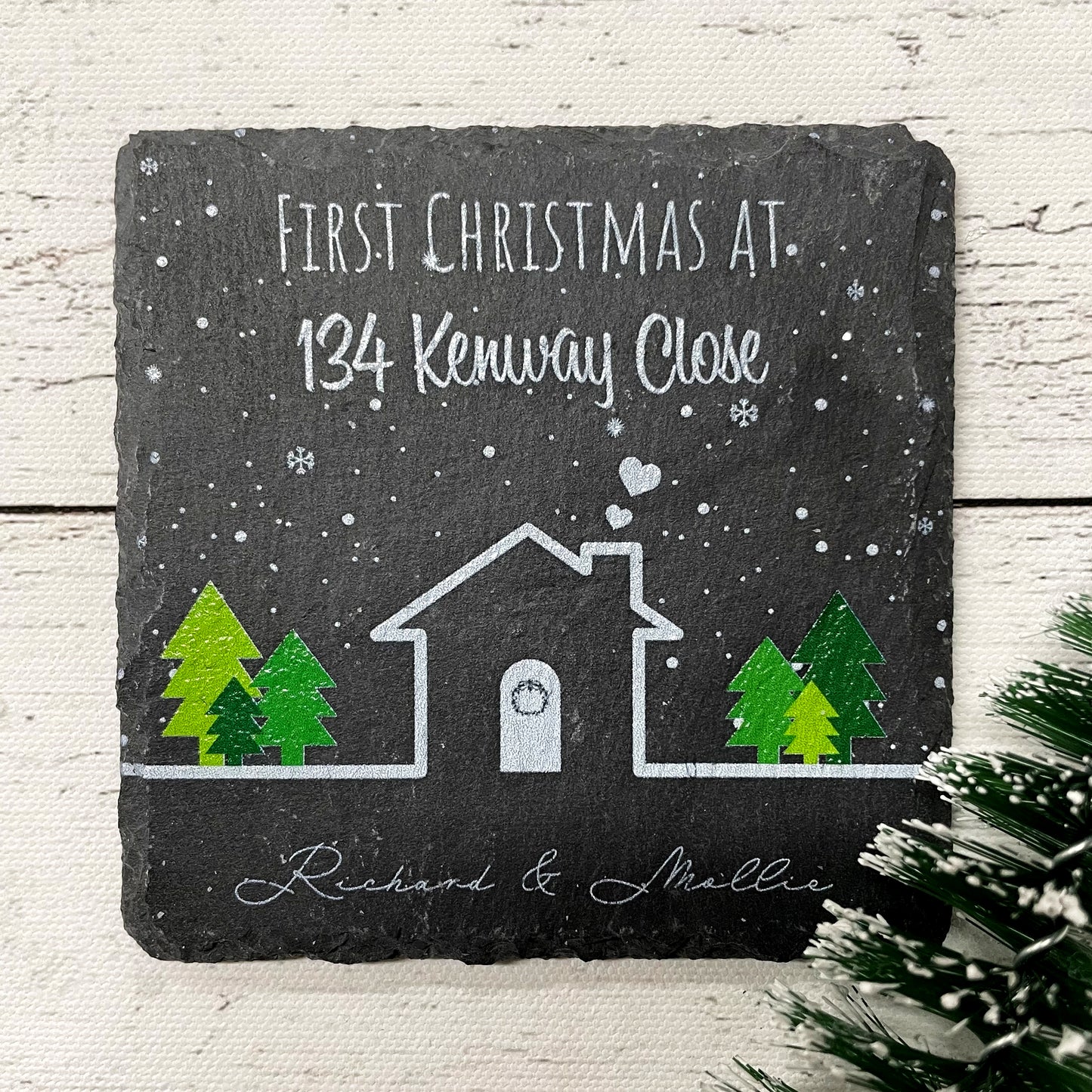 Personalised 'First Christmas at...' Coaster