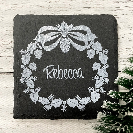 Personalised Christmas Table Place Name Coaster